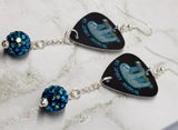 Sloth My Spirit Animal Guitar Pick Earrings with Blue AB Pave Bead Dangles