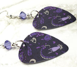 Occult Guitar Pick Earrings with Purple Swarovski Crystals
