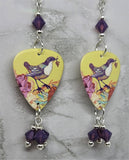 Song Bird Guitar Pick Earrings with Purple Opal Swarovski Crystals