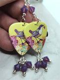 Song Bird Guitar Pick Earrings with Purple Opal Swarovski Crystals