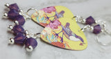 Song Bird Guitar Pick Earrings with Purple Opal Swarovski Crystals