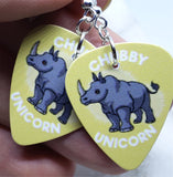 Chubby Unicorn Rhinoceros Guitar Pick Earrings