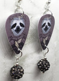 Sloth Guitar Pick Earrings with Gray Pave Bead Dangles