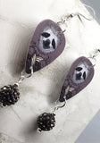 Sloth Guitar Pick Earrings with Gray Pave Bead Dangles