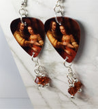 Rembrandt's The Jewish Bride Guitar Pick Earrings with Indian Red Swarovski Crystal Dangles