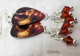 Rembrandt's The Jewish Bride Guitar Pick Earrings with Indian Red Swarovski Crystal Dangles