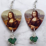 Leonardo da Vinci Mona Lisa Guitar Pick Earrings with Green Opal Swarovski Crystal Dangles
