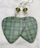 Green Plaid Guitar Pick with Green Swarovski Crystals