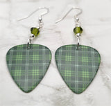 Green Plaid Guitar Pick with Green Swarovski Crystals