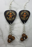 Zombie Outbreak Response Team Guitar Pick Earrings with Brown Pave Bead Dangles