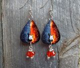 Guitar Ice and Flames Guitar Pick Earrings with Fire Opal Swarovski Crystal Dangles