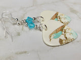 Song Bird Guitar Pick Earrings with Transparent Turquoise Swarovski Crystals
