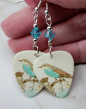 Song Bird Guitar Pick Earrings with Transparent Turquoise Swarovski Crystals