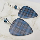 Blue Plaid Guitar Pick with Blue Swarovski Crystals