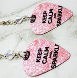 Keep Calm and Sparkle Guitar Pick Earrings with Clear AB Swarovski Crystals