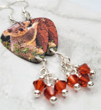 Climbing Koala Bear Guitar Pick Earrings with Indian Red Swarovski Crystal Dangles