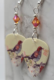Song Bird Guitar Pick Earrings with Astral Pink Swarovski Crystals