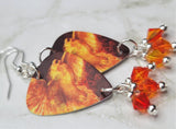 Fire Phoenix Guitar Pick Earrings with Fire Opal Swarovski Crystal Dangles
