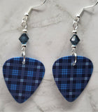 Blue Plaid Guitar Pick with Blue Swarovski Crystals