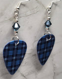 Blue Plaid Guitar Pick with Blue Swarovski Crystals