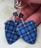 Blue Plaid Guitar Pick with Blue Swarovski Crystals