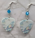 Song Bird Guitar Pick Earrings with Blue Opal Swarovski Crystals