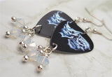 Skull Theater Mask Guitar Pick Earrings with Opal Swarovski Crystal Dangles