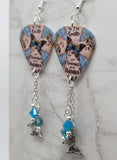 Cross and Butterfly With God All Things Are Possible Guitar Pick Earrings with Butterfly Charm and Swarovski Crystal Dangles