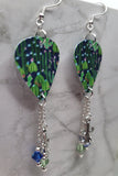 Cactus Guitar Pick Earrings with Cactus Charm and Swarovski Crystal Dangles