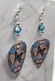 Cross and Butterfly With God All Things Are Possible Guitar Pick Earrings with Blue Swarovski Crystals