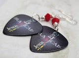 Living Out the Radical Life of Jesus Christ Guitar Pick Earrings with Red Swarovski Crystals