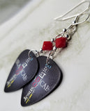 Living Out the Radical Life of Jesus Christ Guitar Pick Earrings with Red Swarovski Crystals