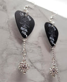 I'm a Big Metal Fan Guitar Pick Earrings with White Pave Bead Dangles