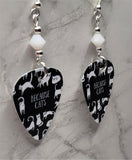 Because Cats Guitar Pick Earrings with White Alabaster Swarovski Crystals