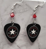 Converse Emblem Guitar Pick Earrings with Red Swarovski Crystals