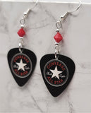 Converse Emblem Guitar Pick Earrings with Red Swarovski Crystals