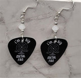 I'm a Big Metal Fan Guitar Pick Earrings with White Alabaster Swarovski Crystals