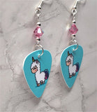 Llamaicorn Guitar Pick Earrings with Rose AB Swarovski Crystals