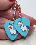 Llamaicorn Guitar Pick Earrings with Rose AB Swarovski Crystals