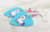 Llamaicorn Guitar Pick Earrings with Rose AB Swarovski Crystals