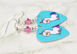 Llamaicorn Guitar Pick Earrings with Rose AB Swarovski Crystals