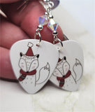 Woodland Creature Fox Guitar Pick Earrings with Clear ABx2 Swarovski Crystals