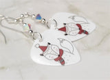 Woodland Creature Fox Guitar Pick Earrings with Clear ABx2 Swarovski Crystals