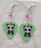 Pandacorn Guitar Pick Earrings with Pink AB Swarovski Crystals