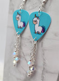 Llamaicorn Guitar Pick Earrings with Clear ABx2 Swarovski Crystals