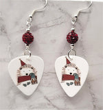 Woodland Creature Hedgehog Guitar Pick Earrings with Red Pave Beads