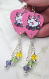 Bunnicorn Guitar Pick Earrings with Swarovski Crystal Dangles