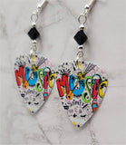 Music Guitar Pick Earrings with Black Swarovski Crystals