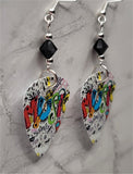 Music Guitar Pick Earrings with Black Swarovski Crystals