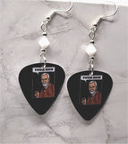 Dr. Freud Your Mom Guitar Pick Earrings with White Swarovski Crystals